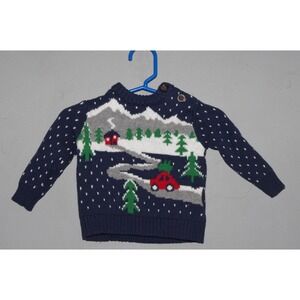 Baby Boy Christmas Sweater Newborn 0-3 mos Cozy Knit Winter Scene Wonder Nation